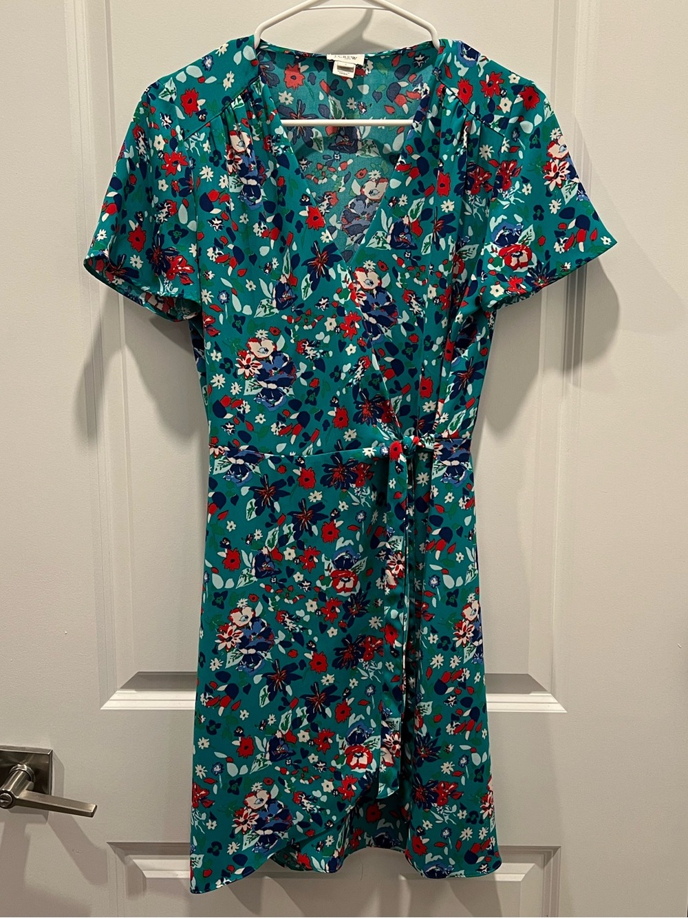 J. Crew Teal Floral Mini Wrap Dress